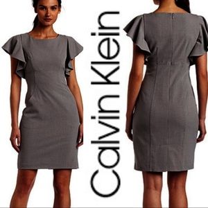 Calvin Klein women Gray Dress Ruffle  sleeve S 4